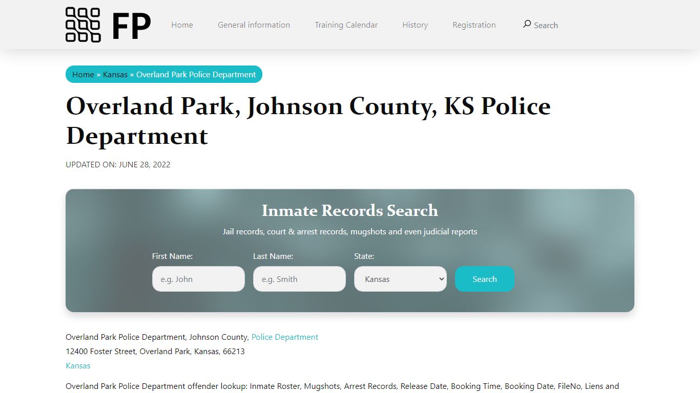 Overland Park, KS Police - City Jail Inmates, Arrests